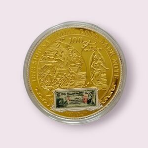 1873 $100 Gold Bank Note Proof Colossal Commemorative Coin, 70mm w/COA